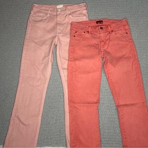 MOTHER Denim Bundle Size 26 Pink Jeans Looker Pop & Dazzler Ankle Rare Colors